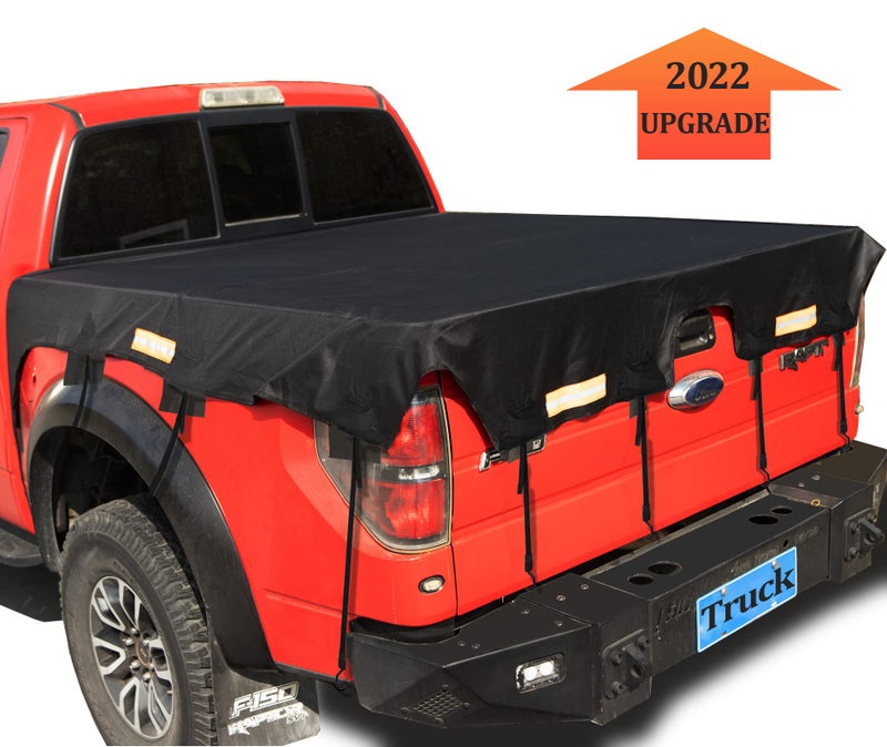 Coverify Upgraded Truck Bed Cover for Ford F150/F250 Silverado/Sierra Ram Tundra Long Bed (8â€² Box), Truck Bed Tarp Cover with Bungee Belts, Black 600D Waterproof Oxford Cargo Tarp Cover - Image 2